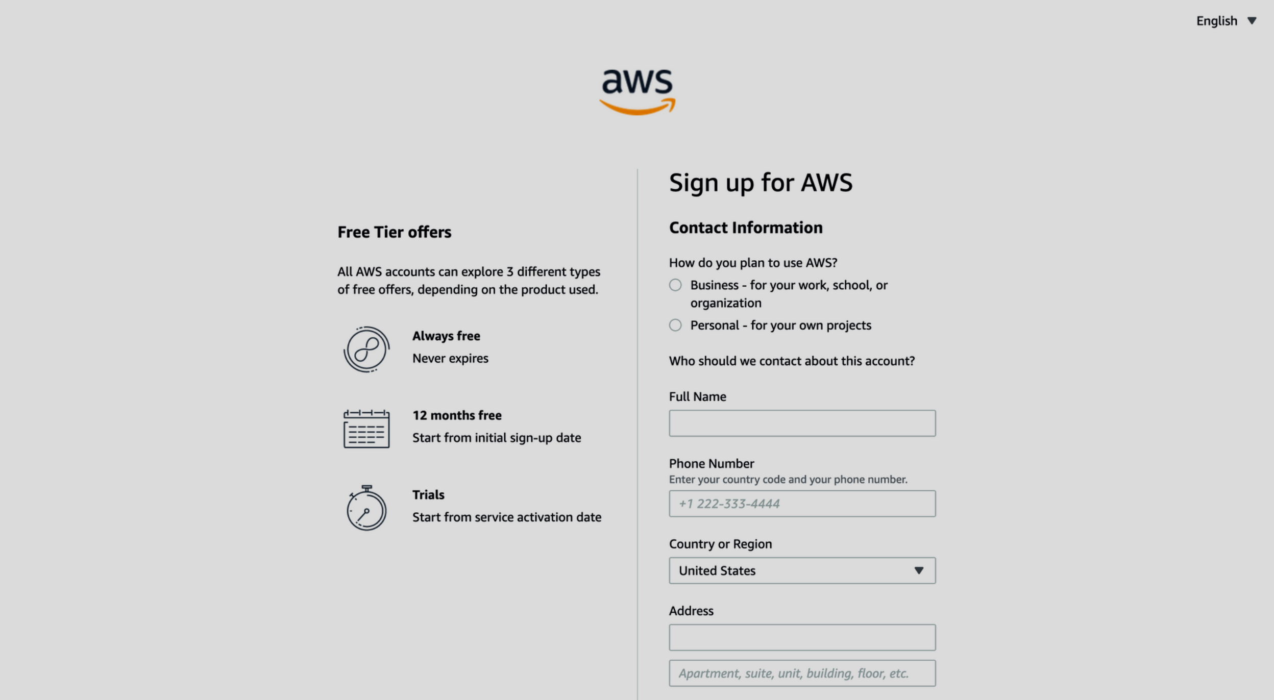 Sign up for AWS