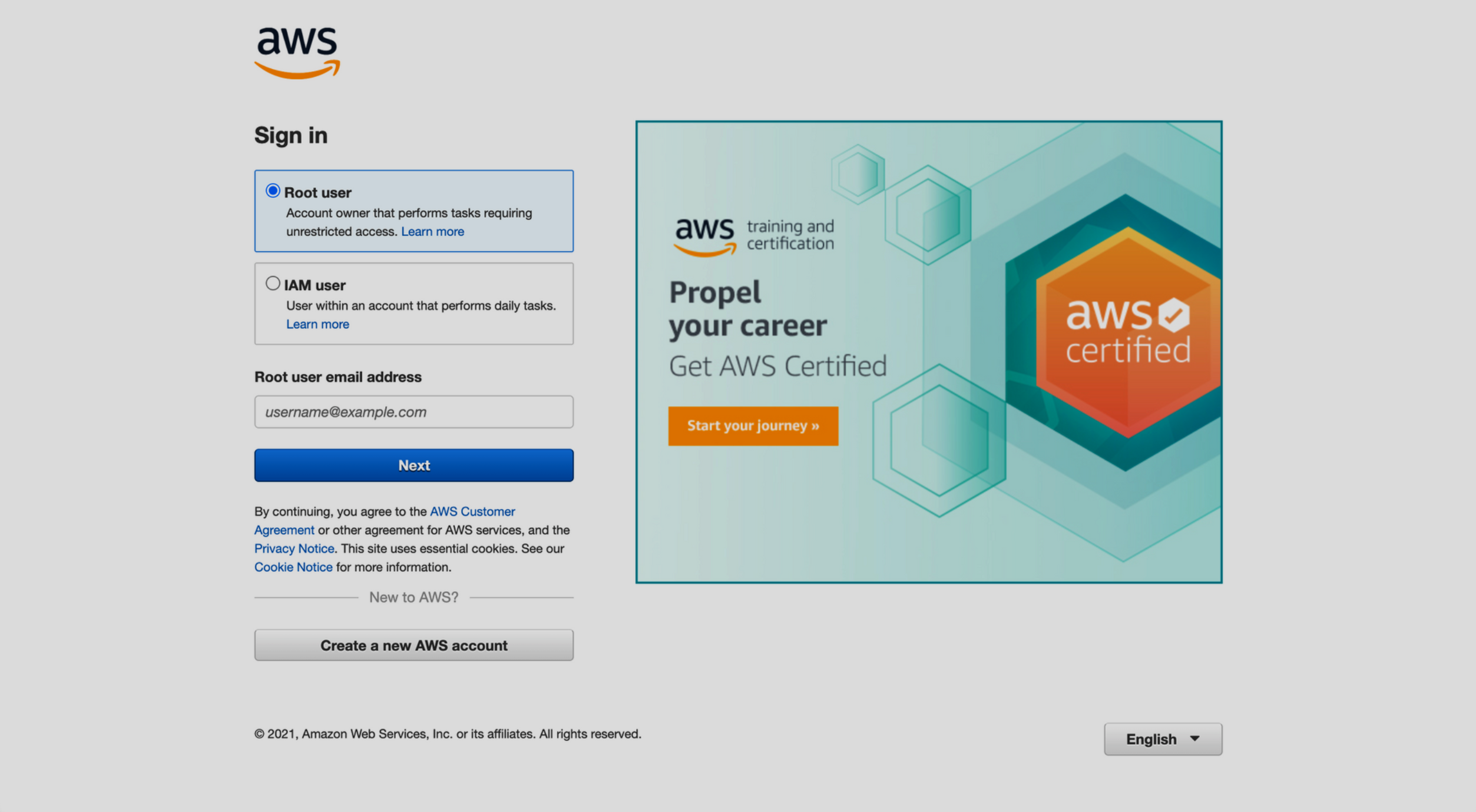 Sign up for AWS